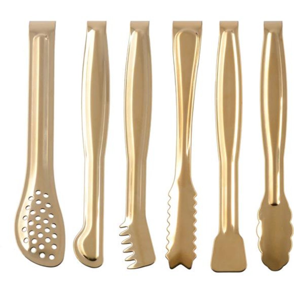 Gold Plated Mini Serving Tongs Set 6-Inch Appetizers Tongs Stainless Steel